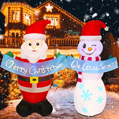Juegoal Set Of 2 Christmas Inflatables Lighted Santa Claus And Snowman, 4Ft Blow Up With Built In Led Lights, Indoor Outdoor Xmas Decor Lawn Yard Garden Decorations #TOP5
