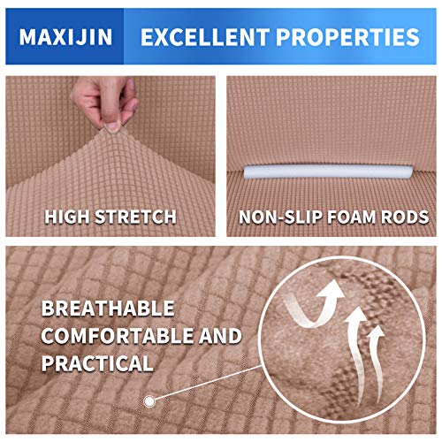 Maxijin Super Stretch Couch Cover For 2 Cushion Couch, 1-Piece Universal Love Seat Covers Jacquard Spandex Sofa Protector Dogs Pet Friendly Fitted Loveseat Slipcover (Loveseat, Maple Sugar) #TOP4