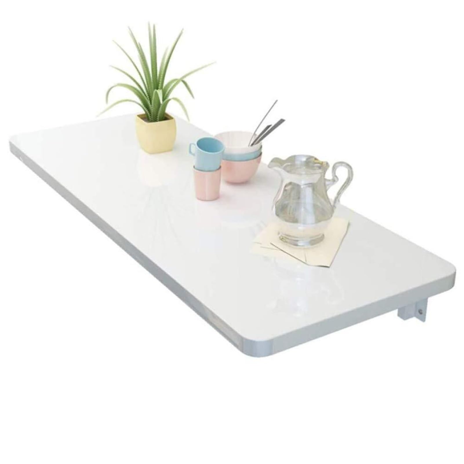GBRJUYF Folding Table Wall-mounted Drop Leaf Desk White Folding Wooden Kitchen Table Wall Folding Wall Table Fold Down Wall Mounted Workbench(120x40cm)