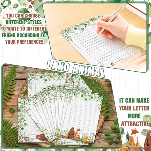 Image of TaoBary 160 Pcs Woodland Animal Stationery Paper and Envelopes Set