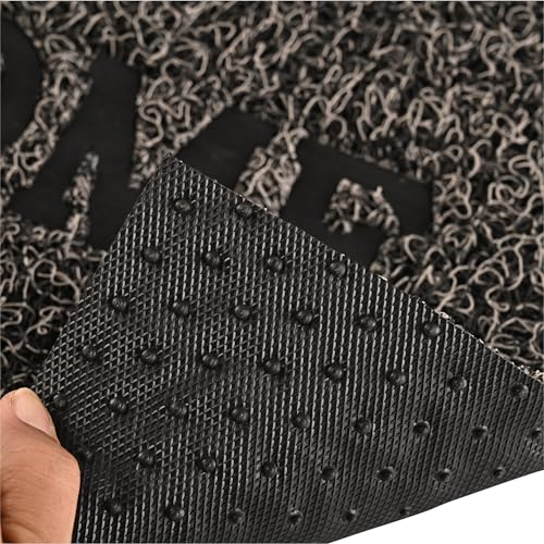 Image of Kuber Industries Pack of 6 Anti-Slip Welcome Print Grass Door Mats for Home| (16x24 Inch) Main Entrance Footmats for Bathroom, Living Room & Office | Grass Cut -Grey & Green