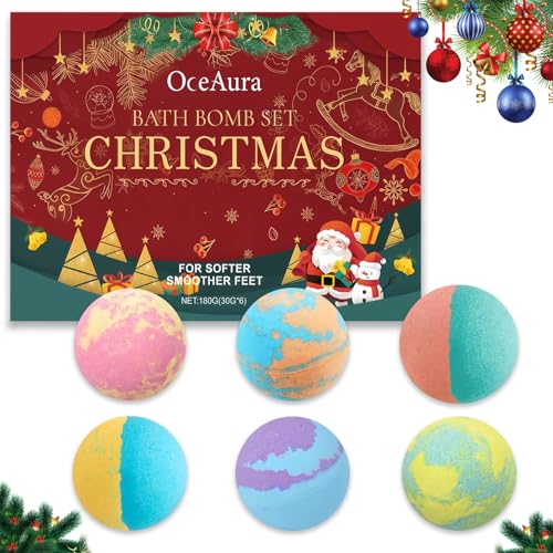 Juego de bombas de baño, 6 bombas de baño para mujer con aceites esenciales naturales, bolas de baño hechas a mano, para el día de San Valentín, día de la madre, regalos de Navidad para mamá y novia