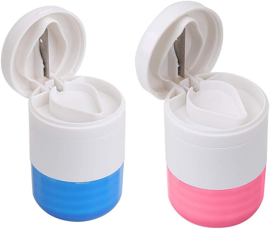 GHzzY Pill Storage Medicine Crusher with Grinding Machine - 3-in-1 Multifunctional Round Travel Pill Box for Big & Small Pills(2 Pack)