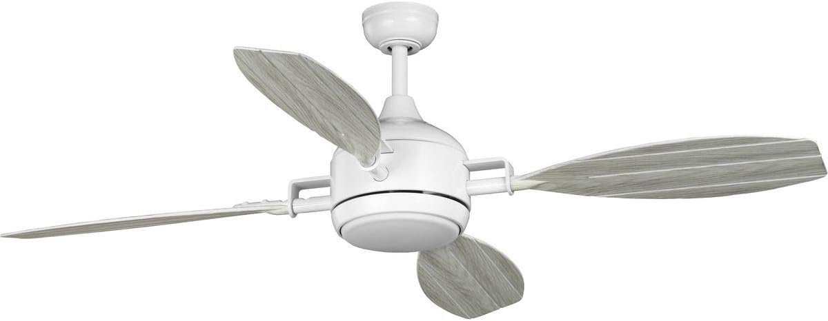 Progress Lighting Rudder Collection Indoor/Outdoor 56" Four-Blade Satin White Ceiling Fan
