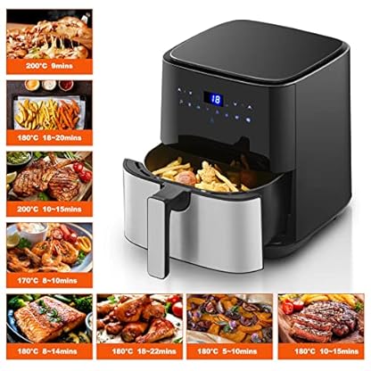 CLIPOP Heißluftfritteuse für die Ganze Familie mit Schneller Luftzirkulation 5L XL Friteuse Heissluft Fritteusen Air Fryer mit Digitalem LED-Touchscreen, 8 Programmen, 60-Minuten-Timer, ohne Öl – Bild 3