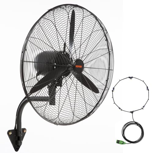 VEVOR Waterproof Oscillating Industrial Wall Fan, 24 Inch, 3-speed High Velocity Max. 7000 CFM, Wall-Mount Misting Fan, Commercial or Residential for Warehouse, Greenhouse, Workshop, Black, ETL Listed by VEVOR - Used condition - CA$95.00