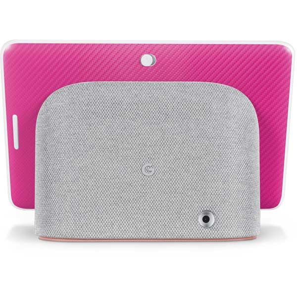 Skinit Decal Audio Skin Compatible with Google Home Hub - Pink Carbon Fiber Specialty Texture Material Design