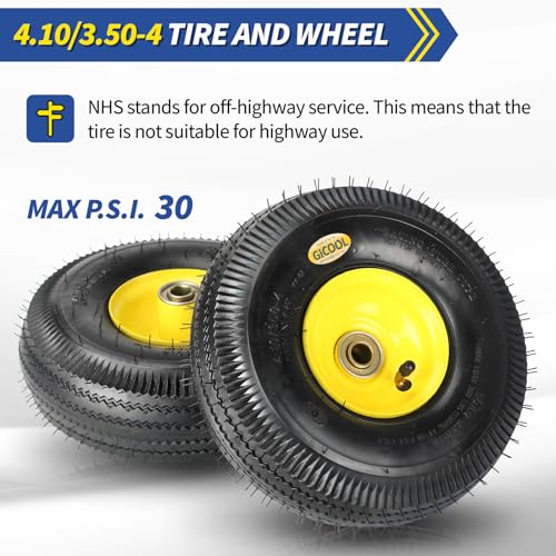 GICOOL Upgrade 4.10/3.50-4 Rubber Tire and Wheel, with 2.25\" Offset Hub, 5/8\" Sealed Bearings, for Hand Truck Trolley Dolly Garden Wagon Wheel Replacement - Thumbnail 6