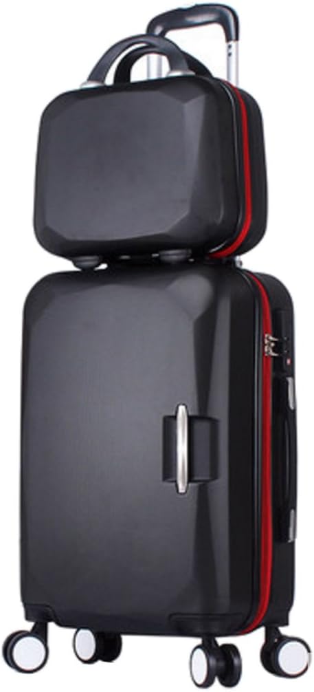 Songren Unisex Travel Luggage with Cosmetic Bag 2PCS Set ABS Suitcase Sets - 26 Inch Black