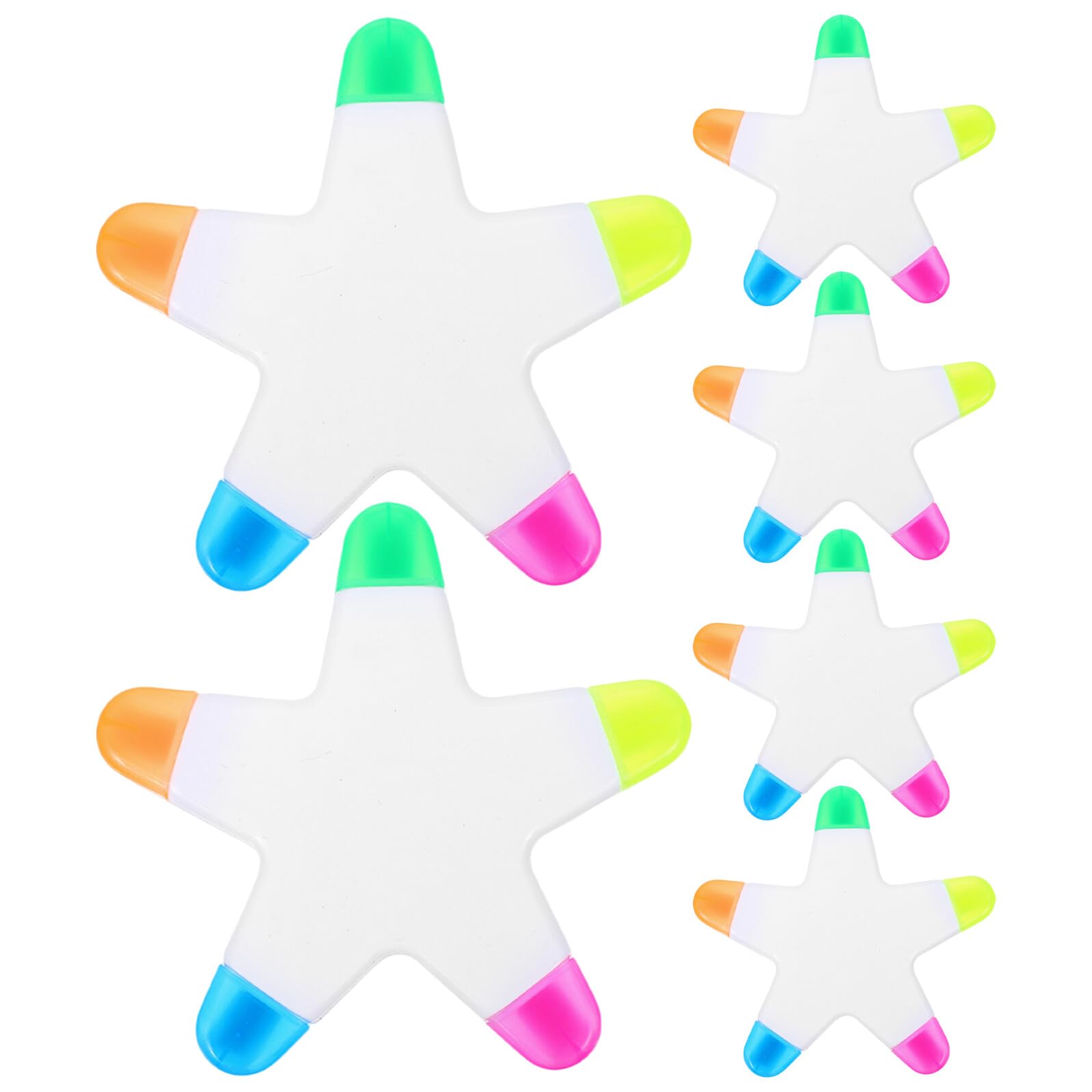 6 Piezas Resaltador Fluorescente en Forma de Estrella Maestros Tinta Que No Mancha, Plástico Resistente y Diseño Creativo para Sesiones de Estudio y Uso en Casa