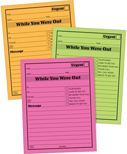 Adams While You Were Out Pads, 4.25 x 5.25 Inches, Assorted Neon Colors, 50 Sheets/Pad (6-Pack) (9711NEON)