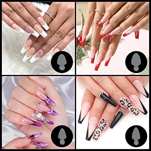 144Pcs Duet System Dual Forms, 4 Styles With 3 Pieces Each French Tip Nail Stickers, Polygel Nail Forms Dual Sticker Silicone Mold Reusable Pads, False Nail Tips Gel Extension Mold, Nail Art Builder Extension Accessories #TOP2