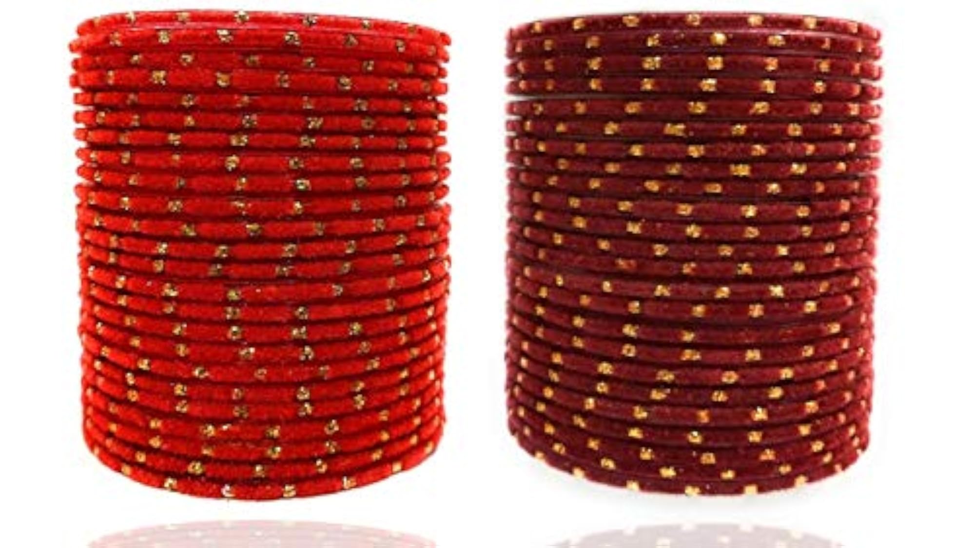 Velvet Fabric & Glass Bangle Set (Pack of 48)