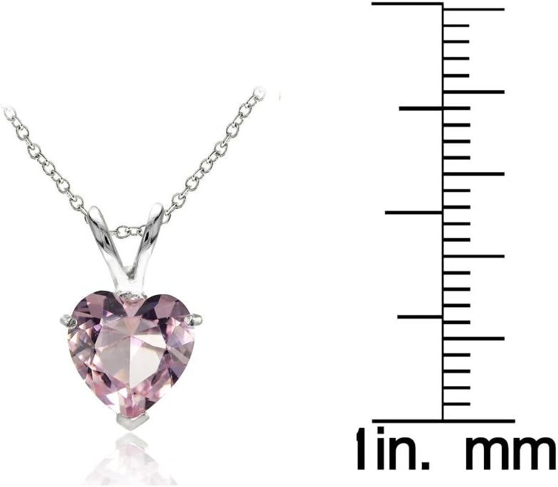 Ice Gems Sterling Silver Simulated Gemstone 7mm Heart Pendant Necklace