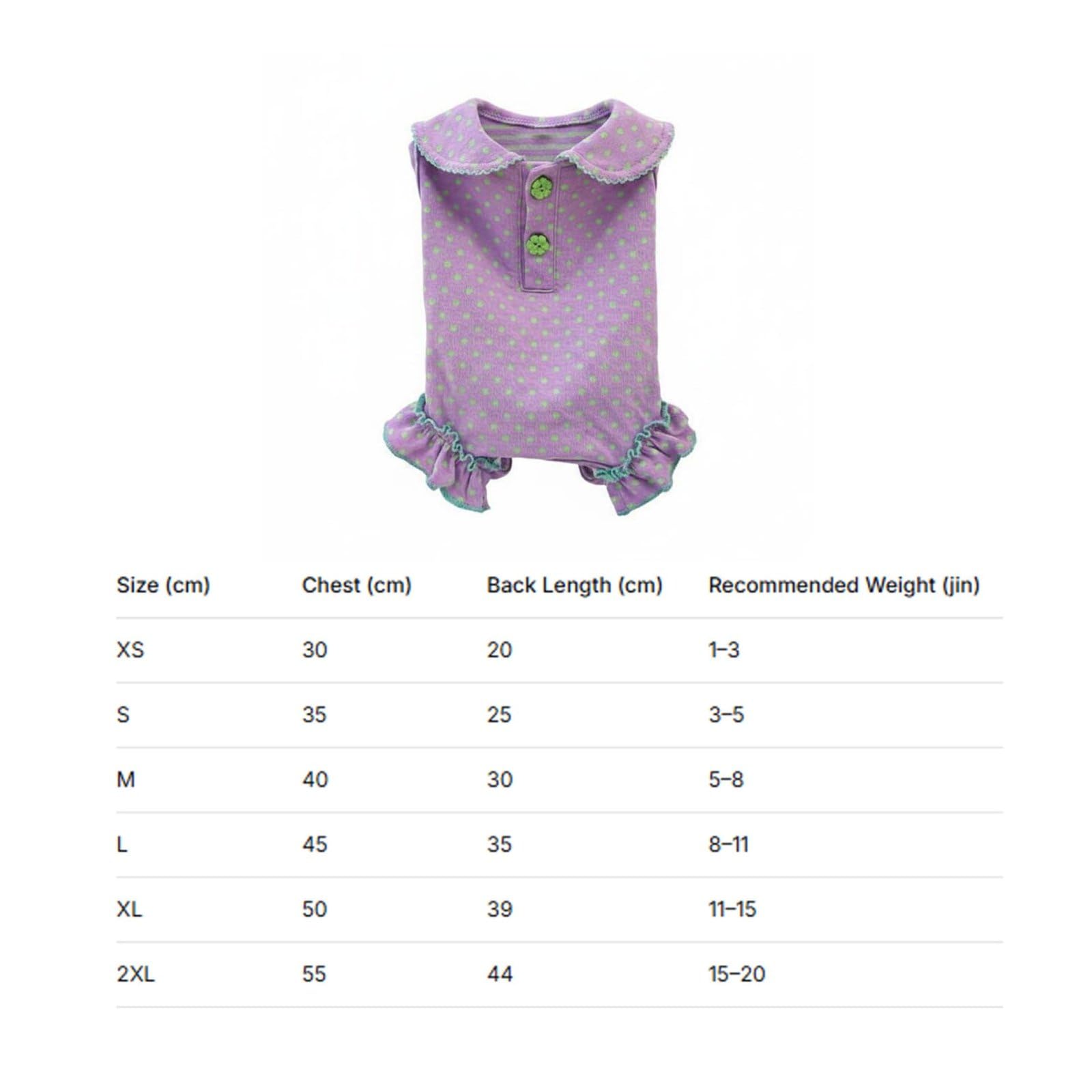 Cotton Bodysuit Tier Overall Kleid Jumpsuit Anzug mit Kragen Rüschen Knöpfen Ganzkörper Schutz Geschmeidig Leicht zu Tragen Frei Beweglich für Geburtstage Partys, Purple, L
