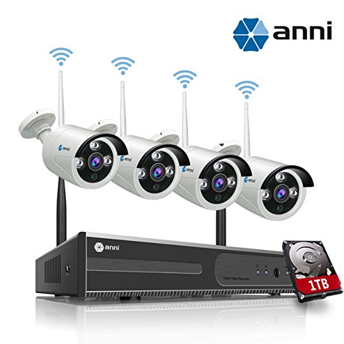 Anni 720P 4CH HD WiFi NVR Kit Wireless Security Camera CCTV Surveillance Systems,(4) 1.0MP