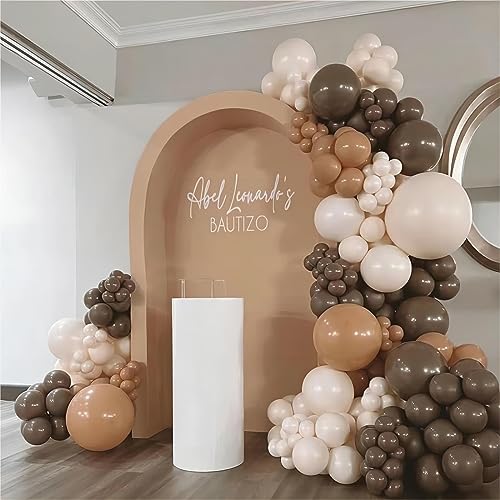 Image of 150pcs Dark Brown Balloons Different Sizes Pack, 18 12 10 5 Inch Party Balloon Garland Arch Kit for Birthday Wedding Gender Reveal Boho Party Decorations(With 2 Ribbons)
