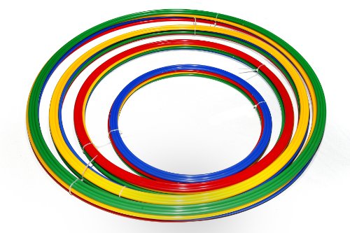 Boje Sport Lot de 16 cerceaux de Gymnastique Plats/cerceaux de Coordination Plats, 4 Dimensions à 4 pièces et 4 Coloris - 4X R40 4X R50 4X R60 4X R70 ybrg