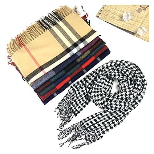 Xte Classic Tassel Cotton Scarfs Rectangle British Plaid Warm Scarf Comfortable Long Shawl All-Match Stitching Wrap Scarves (Color : K, Size : 30Cm*170Cm) #TOP3