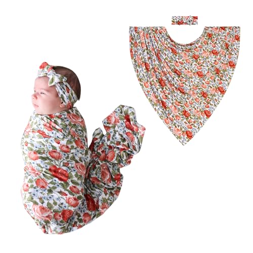 Image of Posh Peanut Swaddle Blanket + Headband Set - Soft Newborn Swaddle Doubles As a Stroller, Receiving Blanket, and Nursing Cover - Matching Baby Swaddles & Headbands for Everyday