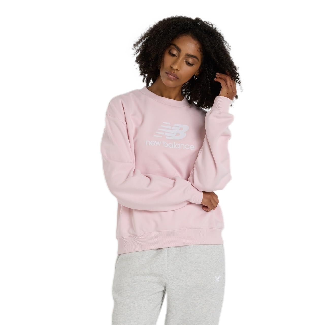 New Balance french terry stacked logo crew - nb navy (428) size xs bk - black xs, Rsg - Rose Sugar, L/XL