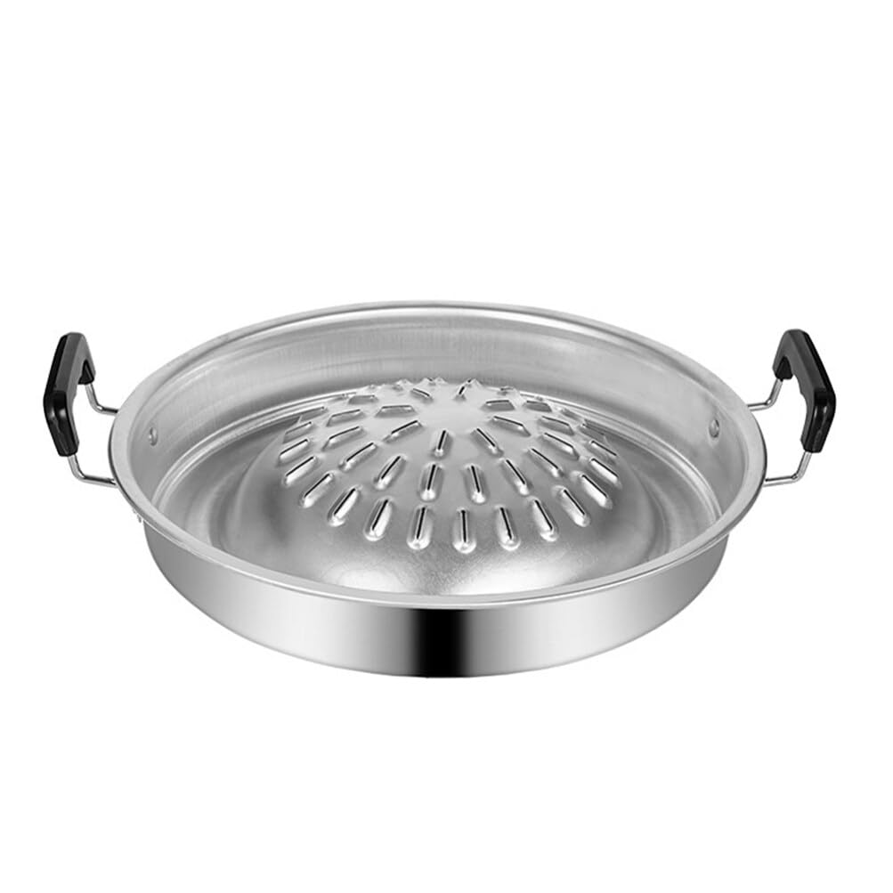 BESPORTBLE Thai Korean Bbq Grill Pan, Stainless Steel Barbecue Grill Tray  Camping Bbq Pan Smokeless Roasting Pan Cooking Meat Vegetable Stovetop Plate