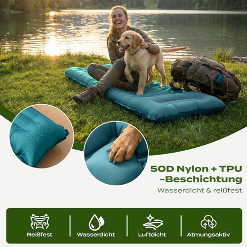 RUMBALUXY Isomatte Dick Isomatte mit Fußpresse Pumpe 14cm Dicke Aufblasbare Campingmatte Outdoor, Wasserdicht & Reißfest 50D Nylon… – Ansicht 3