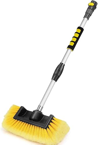 Anyyion Cepillo de lavado de coche de 49 pulgadas con cerdas suaves de 10 pulgadas, interruptor de encendidoapagado para coche, camión, barco,