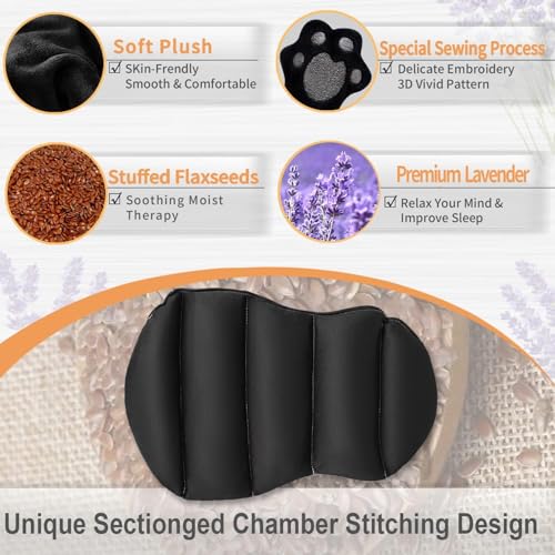 Image of Large Microwave Heating Pad with Washable Cover 21 * 12 inch Microwavable Heating Pads for Cramps, Back, Neck Shoulder Pain Relief, Cordless Weighted Moist Heat Pack, Black Cat