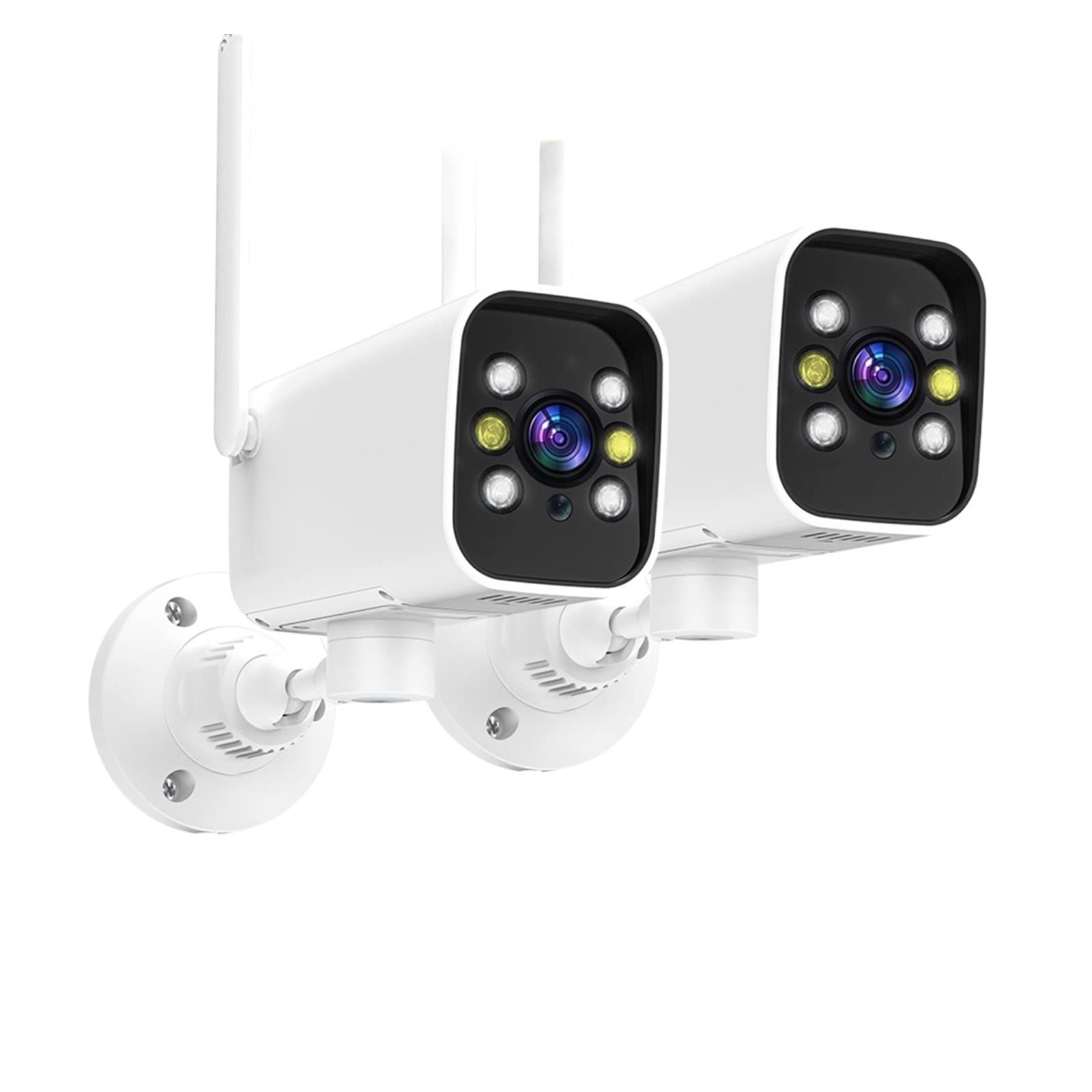 Caméra de sécurité, Caméra de sécurité extérieure 1080p, contrôle PTZ Bullet Cam AI Détection Mouvement Surveillance sans Fil Vision Nocturne Couleur(2pcs Cam No SD Card)