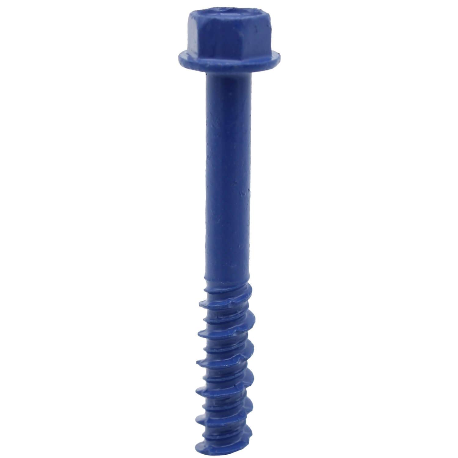 Blue Concrete Anchor Screws 1/4" x 2-3/4" Carbon Steel Hardened - Interior & Exterior Coated Rust and Corrosion Resistant Screws (100 Count)