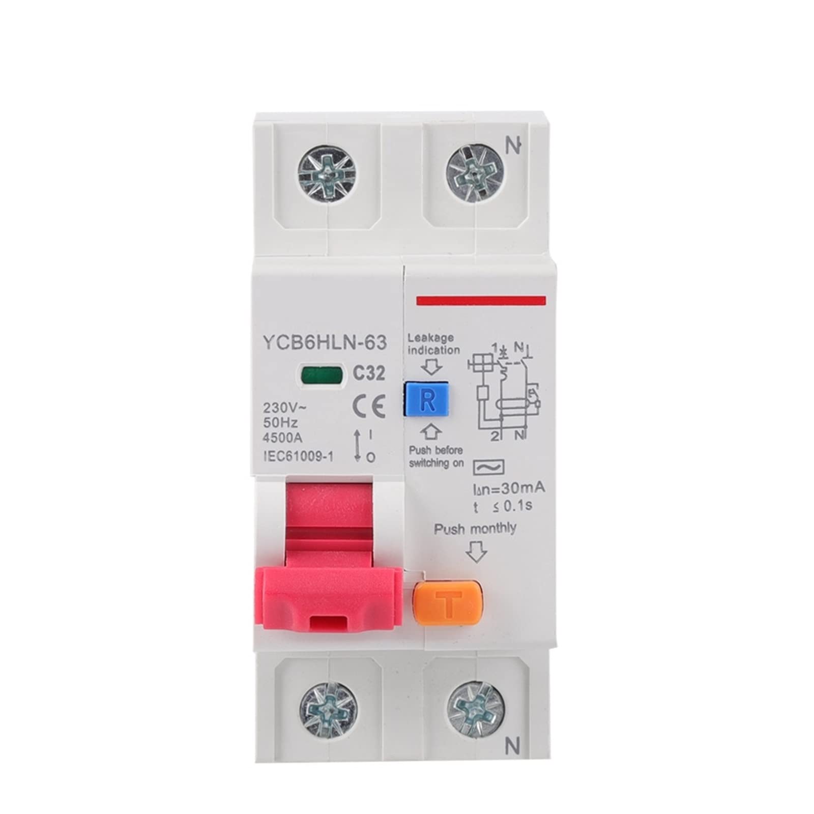 Disjoncteur différentiel 30mA RCBO contre les risques d'électrisation 20A - 6