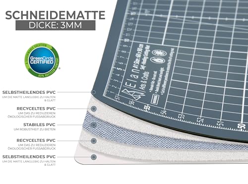 Elan Schneidematte A1 Grau, 5-lagige Schneidematte 60x90 Selbstheilend, Bastelunterlage Schnittfest A1, Cutting Mat 60x90, Schneideunterlage Basteln