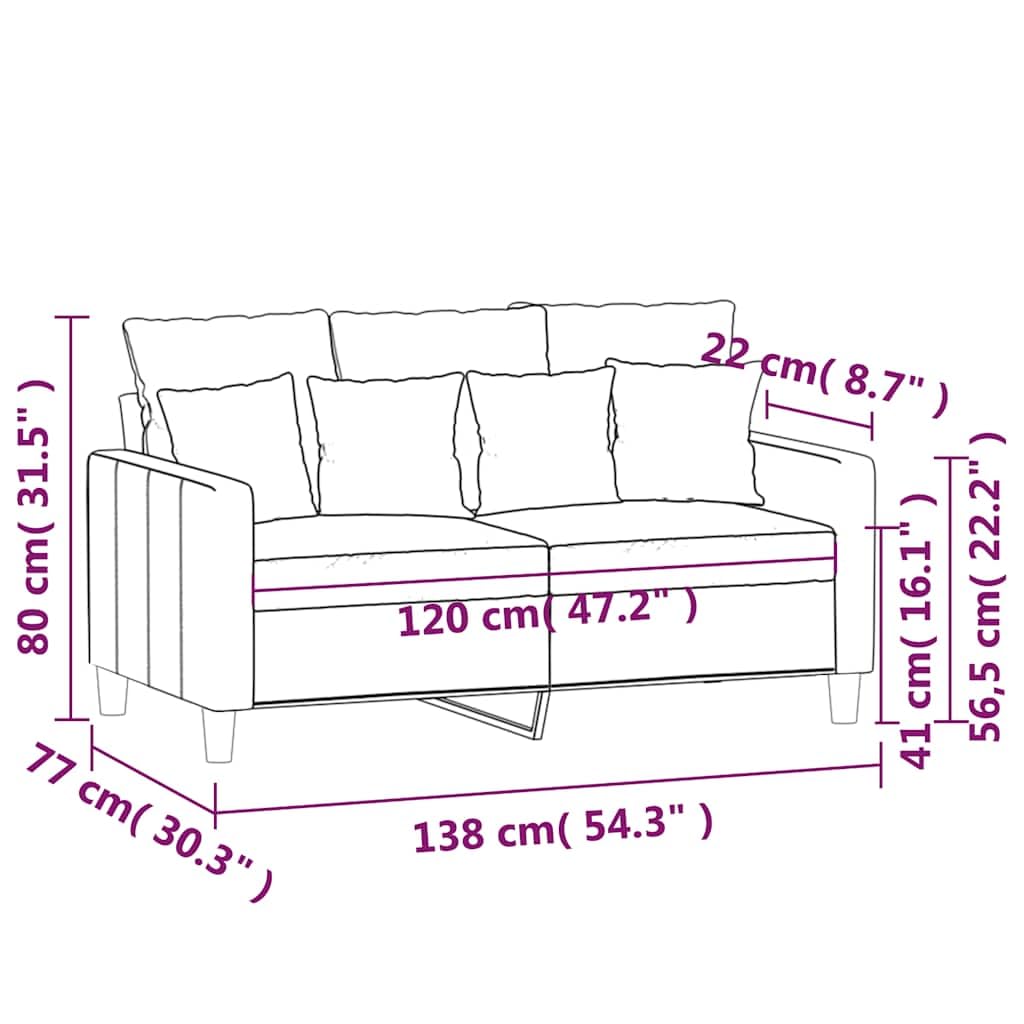 Canapé 2 Places, Causeuse de Salon Fauteuil Sofa 2 Places Jaune 138 x 77 x 80 cm Velours