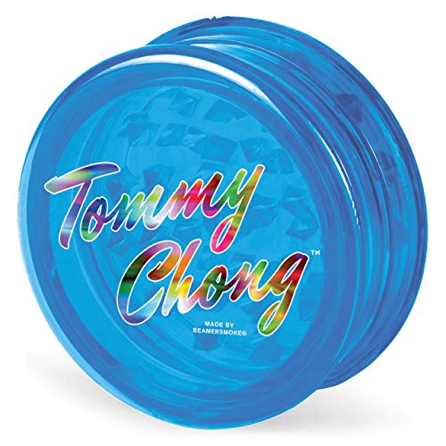 Chong’s Choice 3-Piece 63mm Acrylic Grinder - Transparent Blue Color + Beamer Smoke Sticker