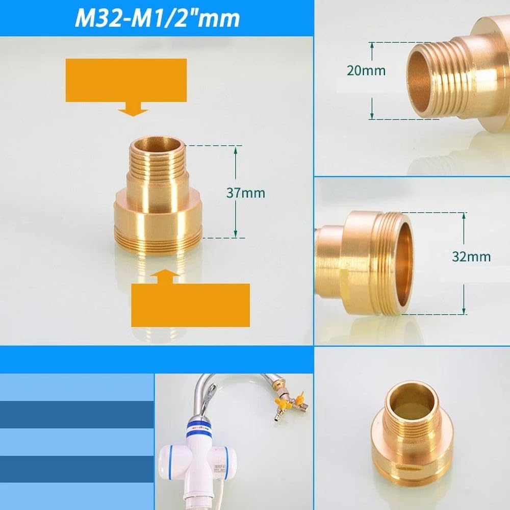 Connettore aeratore per rubinetto in ottone da M20 M22 M24 a 1/2" 3/4" - Filettatura fine/grossa maschio e femmina | Risparmio rubinetto cucina
