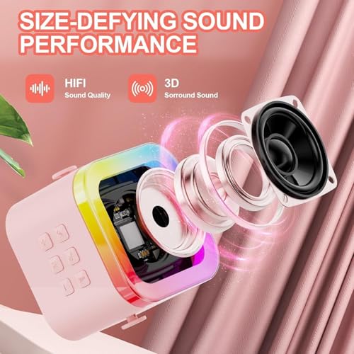 Image of Portable Bluetooth Karaoke Mic with Speaker & LED Lights, 2000mAh Rechargeable Battery, Wireless Singing Machine, 10m Range, Perfect Birthday Gift for Boys, Girls & Adults (MultiColor)