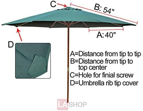 Large 9-foot/ 9’ Ft Anti-fade Green Polyester 8-rib Umbrella Top Replacement Canopy UV Sun Protect Water Resistant for Outdoor Patio Cover Furniture Beach Market