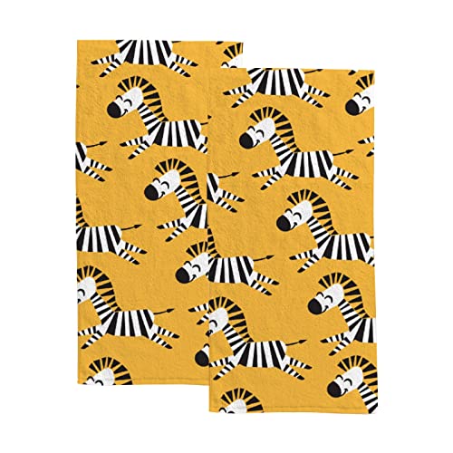 Tsingza Hand Bath Towels Set Of 2 Stylized Fantasy Zebra, Soft Absorbent Microfiber Face Fingertip Towels For Bathroom Kitchen Decor Gym Sports, Quick Dry Hair Drying Cloth 30"X15" #TOP11