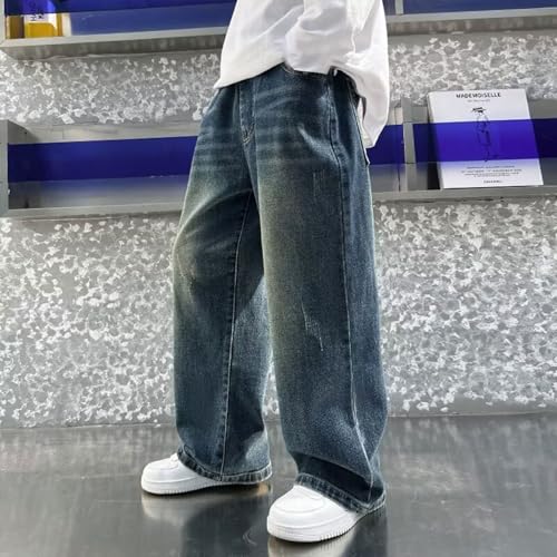 Boys Baggy Jeans Teens Kids Wide Leg Casual Elastic Waist Denim Pants with Pockets Fashion Trousers Streetwear4