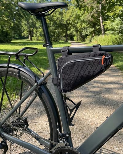 Image of Bike Frame Bag, Water Resistant Bicycle Triangle Storage Pouch with Reflective Strip, 1.5L Bike Front Top Tube Bag, Bike Accessories for Adult Bikes, Cycling Gear for Road & Mountain Bike