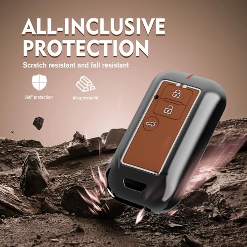 Image of Premium Waterproof Metal Key Cover Compatible with Suzuki Swift Dzire 2025 , Baleno, Ertiga 3 Push Button Smart Remote Key