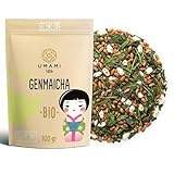 Umami Té Verde Genmaicha Orgánico Cultivado en Japón, 100gr - Hojas de Té con Arroz Tostado -