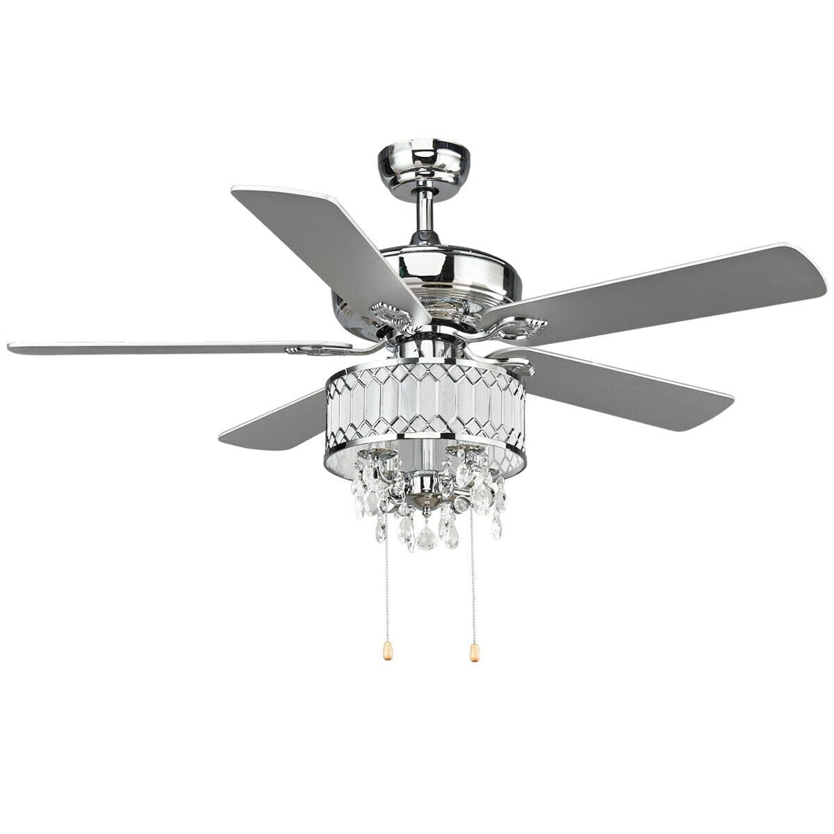 Lustre classique 52 pouces ventilateur argenté pour sublimer votre grand séjour