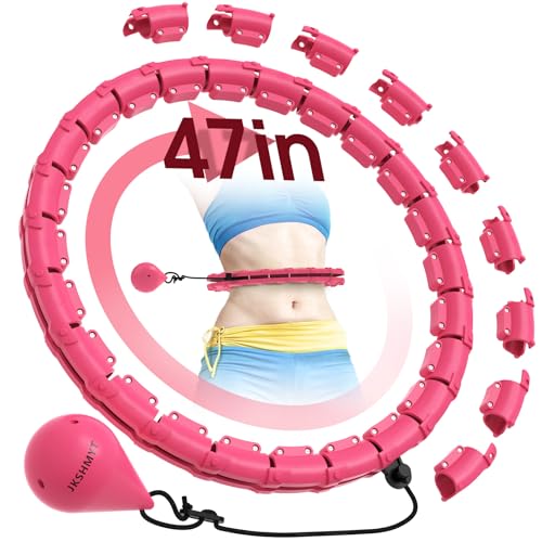 JKSHMYT Weighted Hula Circle Hoops for Adults Weight Loss, Infinity Fitness Hoop Plus Size 47 Inch, 24 Detachable Links, Exercise Hoop Suitable for Women and Beginner