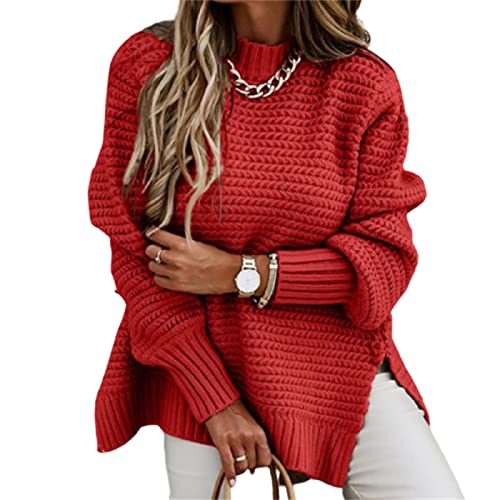 Suéteres femininos de malha de manga comprida, tipo solto, blusa de tricô, suéter de inverno para mu