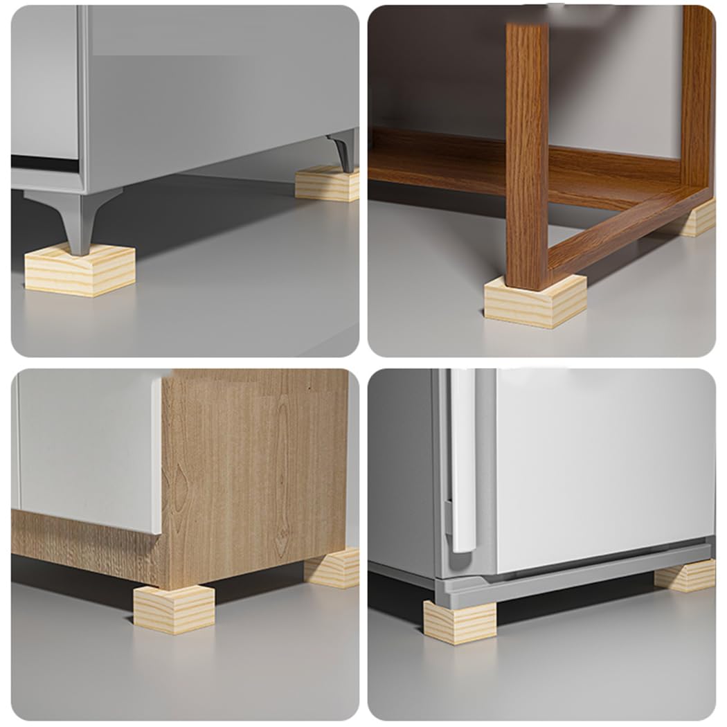 houten meubelverhogers, Set van 4 grenen meubelverhogers, houtkleur, hoogte 3-20 cm(12 x 12 x 20cm