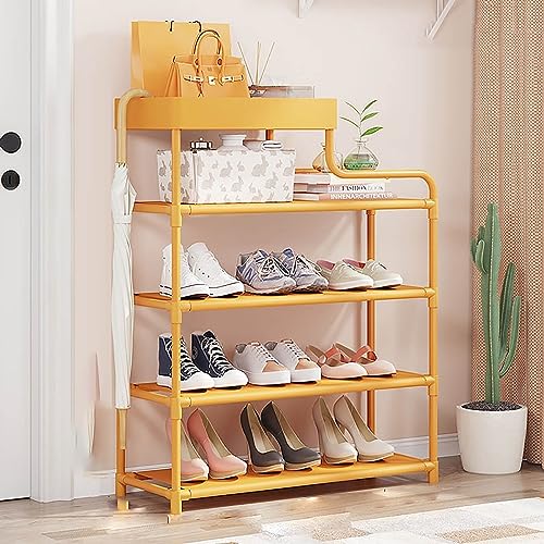 ZDHFFFUK Scarpiera Gialla da appoggio, scarpiera Semplice, capacità di 12-15 Paia, Robusta Struttura in Acciaio, Facile Montaggio