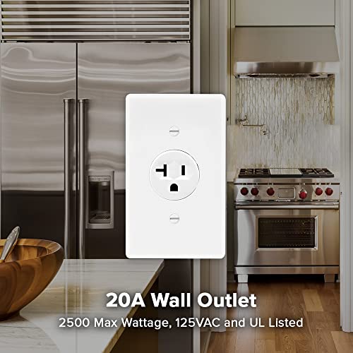 Maxxima Tamper Resistant 20A Single Receptacle Outlet, 125 Vac Commercial Grade White Electrical Outlet For Appliances, Ul Listed (2-Pack) #TOP4
