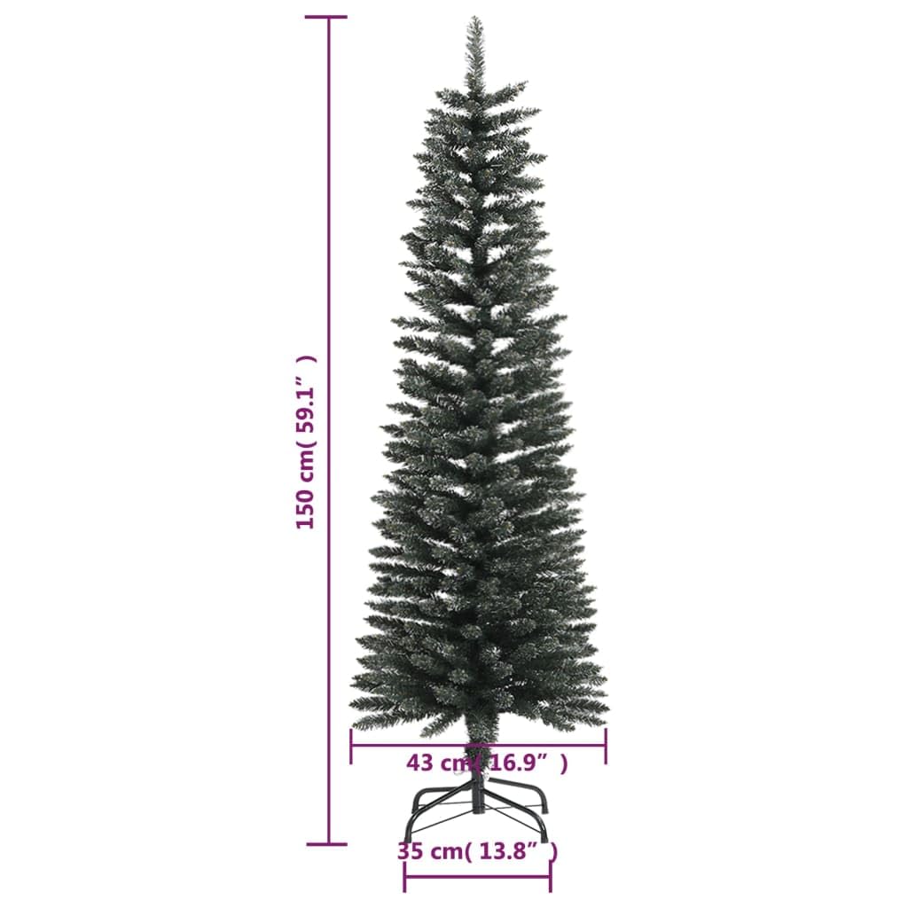 Albero Di Natale Con Luci,Albero Di Natale Foltoalbero Di Natale Artificiale Sottile Con Base Verde 150 Cm Pvc Adatto Per Ingresso, Festa, Cortile, Giardino, Hotel, Negozio